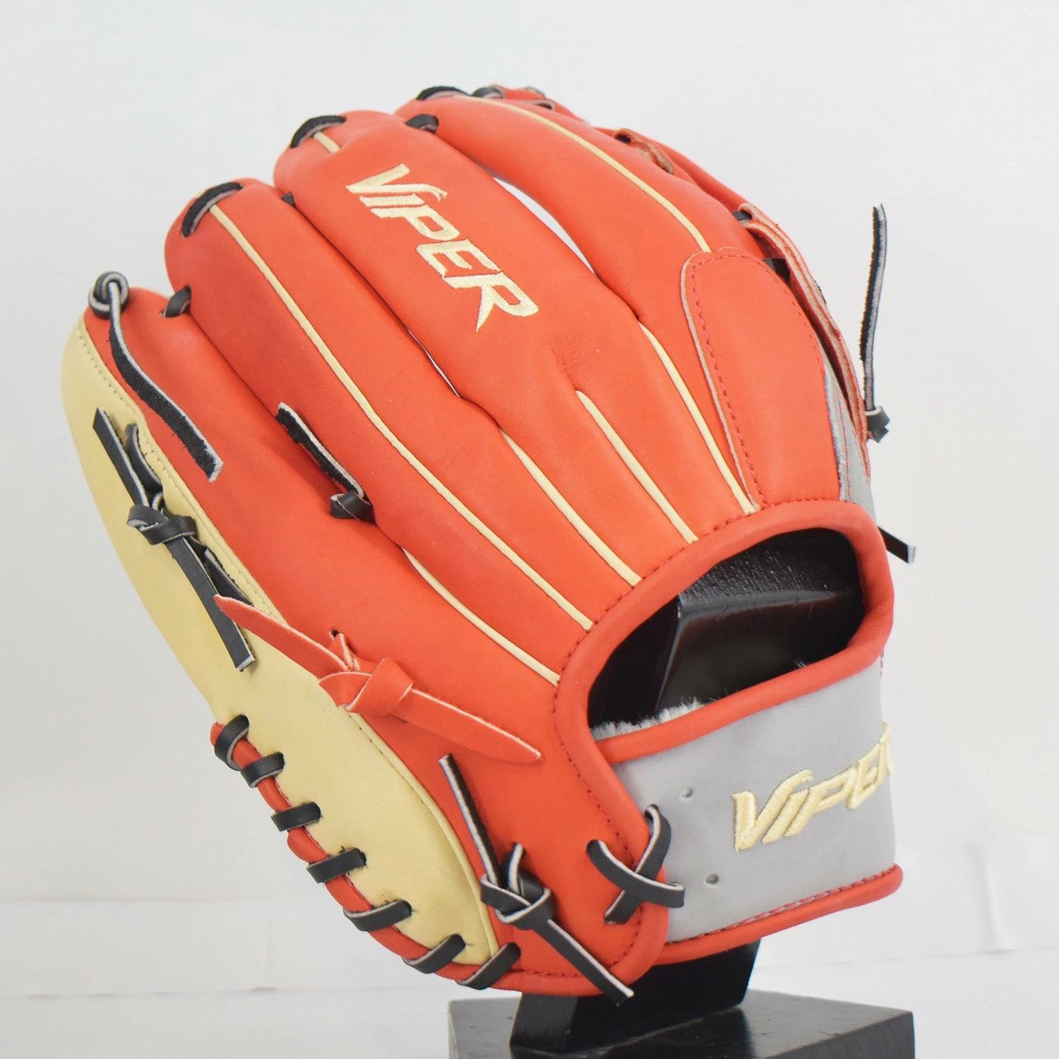 Kelly's Ultimate Sports Viper Japanese Kip Leather Slowpitch Softball Fielding Glove Red/Grey/Tan 2 Kelly's Ultimate Sports Viper Japanese Kip Leather Slowpitch Softball Fielding Glove Red/Grey/Tan - Image 2